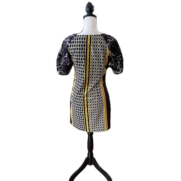 Baroque Print Puffy Sleeve Mini Dress - Picture 2 of 2